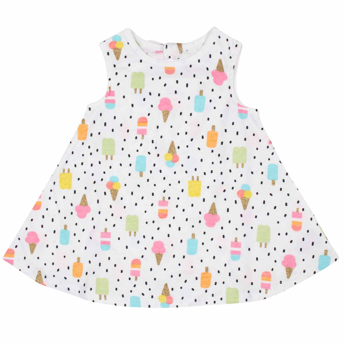 3-Piece Baby Girls Frozen Treats Dress, Diaper Cover, and Hat Set, view 2