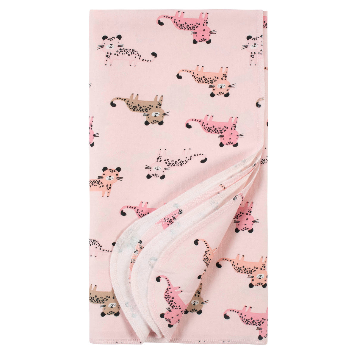 4-Pack Baby Girls Leopard Flannel Receiving Blankets, view 2