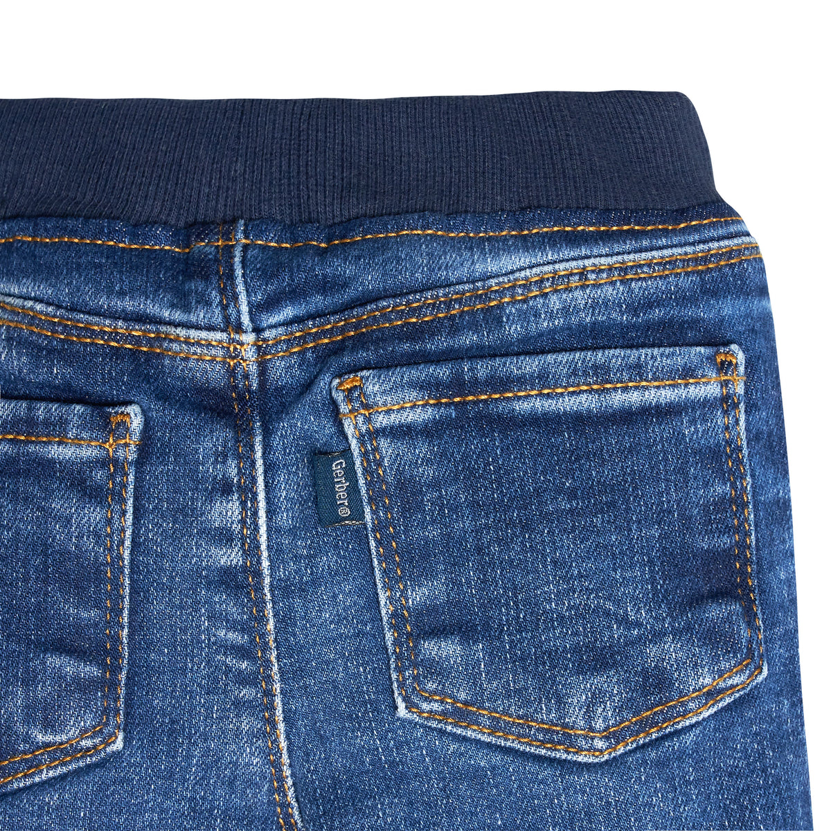 Baby Neutral Blue Rib Waist Skinny Jeans, view 8