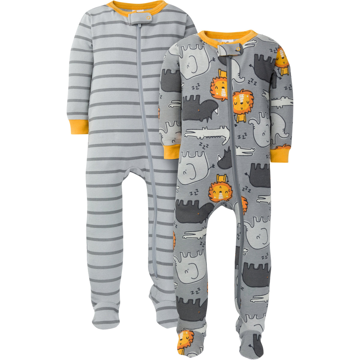 2-Pack Boys Lion Snug Fit Footed Cotton Pajamas