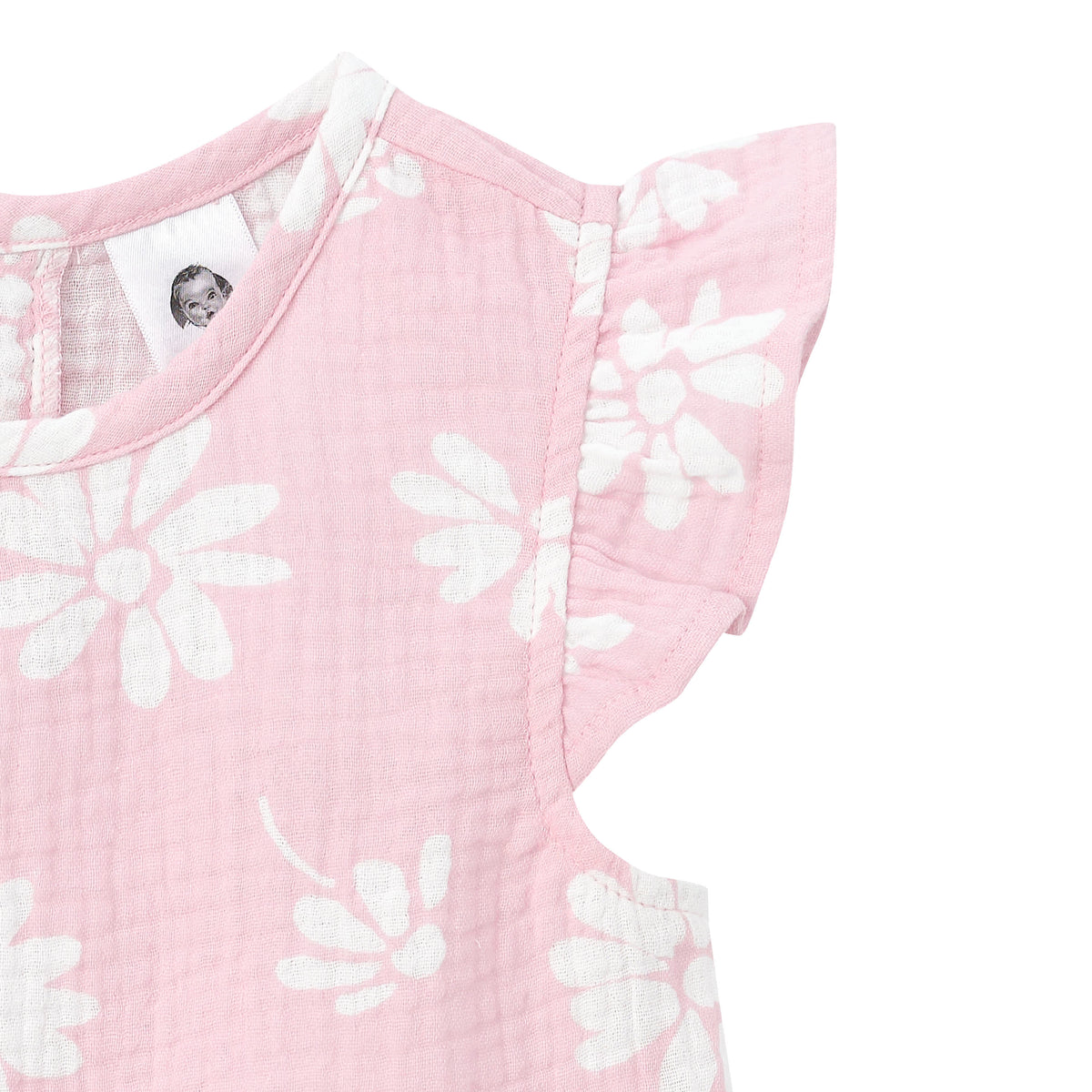 Infant & Toddler Girls Pink Floral Gauze Flutter Sleeve Top, view 3
