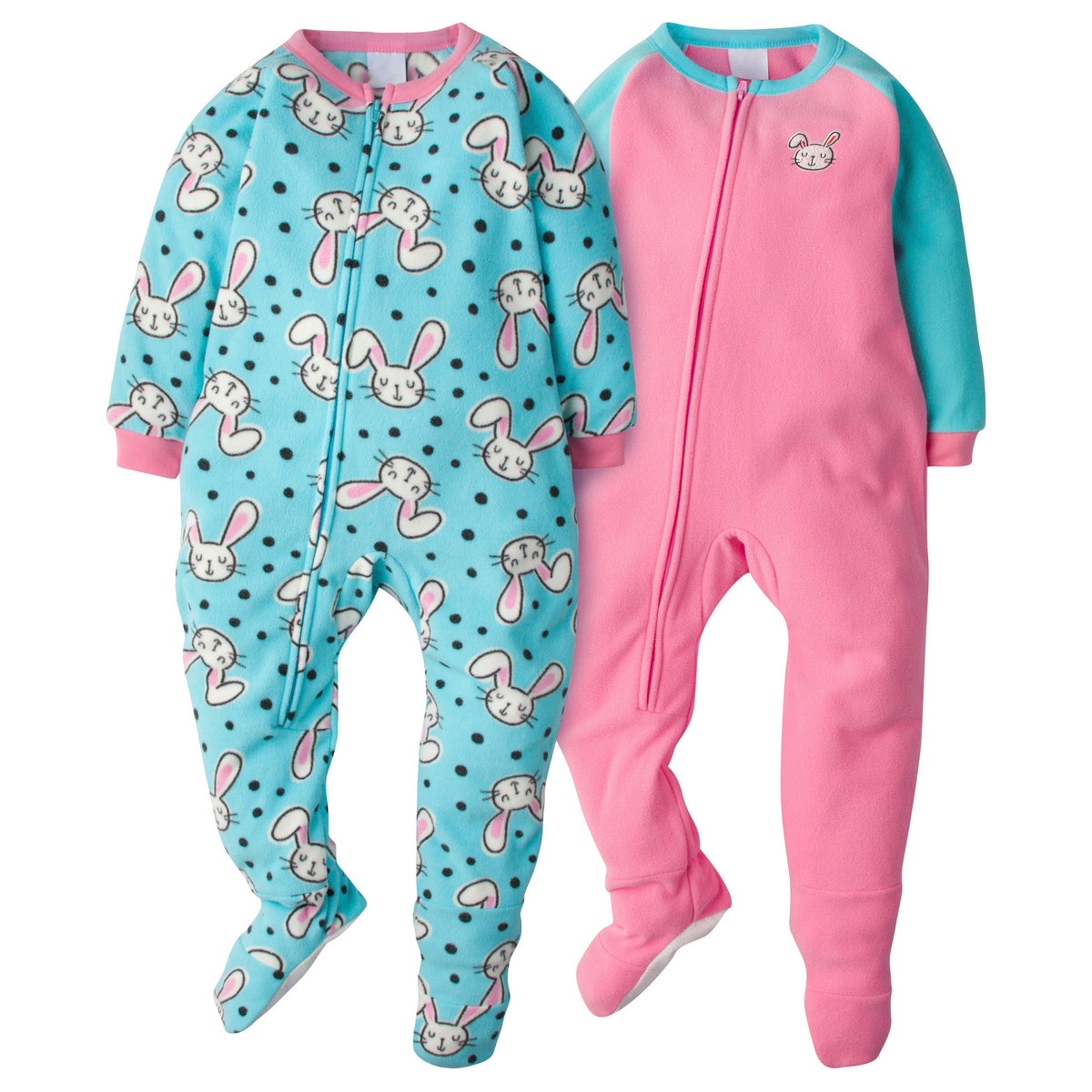 4-Pack Toddler Girls Bunnies & Princess Bear Blanket Sleepers, view 2