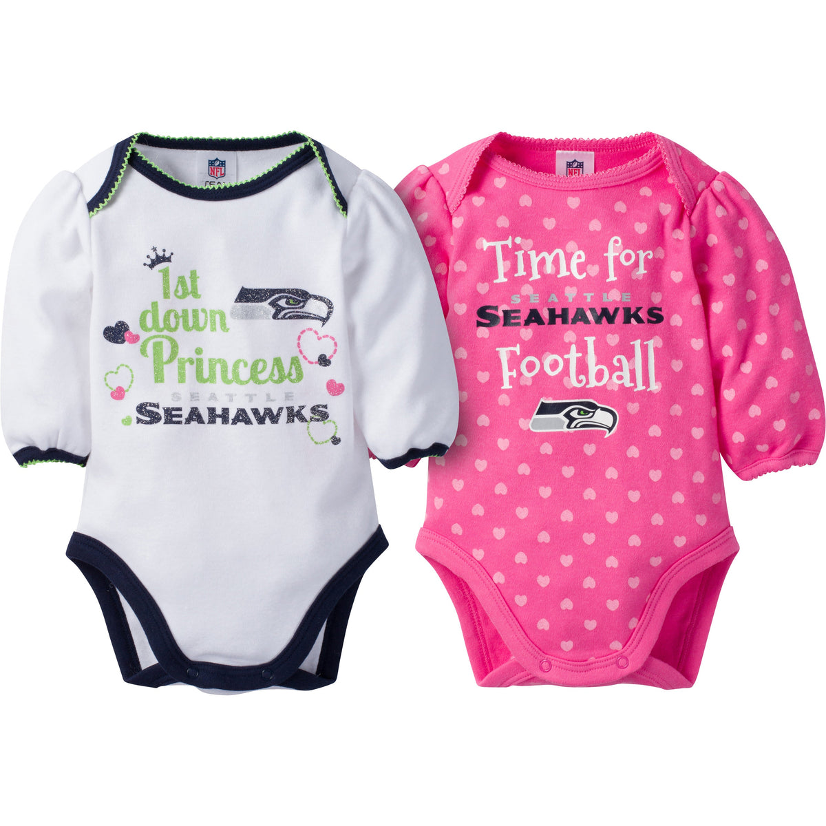 NFL 2-Pack Baby Girls Seahawks Long Sleeve Bodysuit