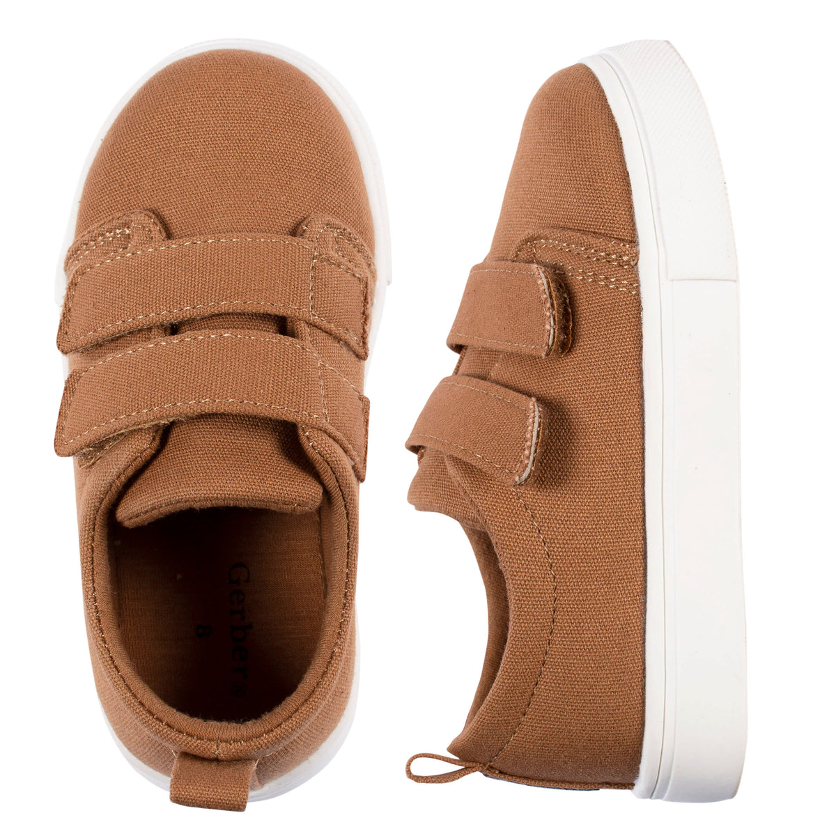 Infant & Toddler Boys Washed Rust Twill Strap Sneaker, view 2