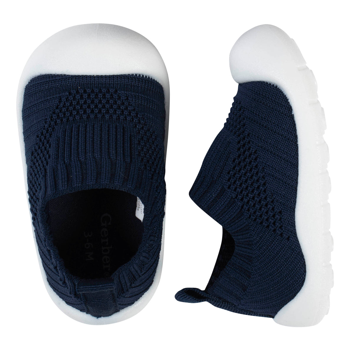 Baby Navy Stretchy Knit Slip-On Sneaker, view 3