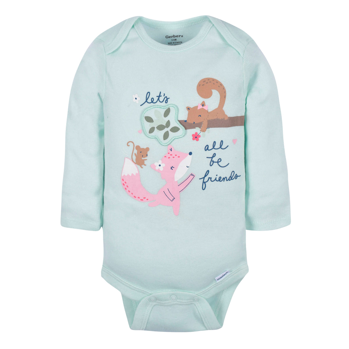 3-Pack Baby Girls Fox Long Sleeve Onesies Bodysuits, view 7