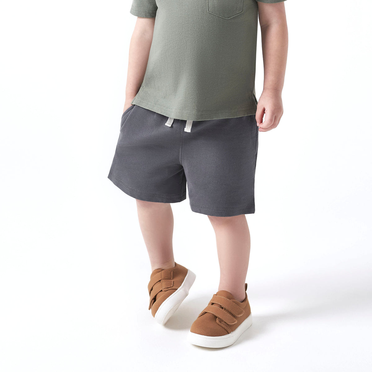Infant & Toddler Boys Washed Rust Twill Strap Sneaker, view 5