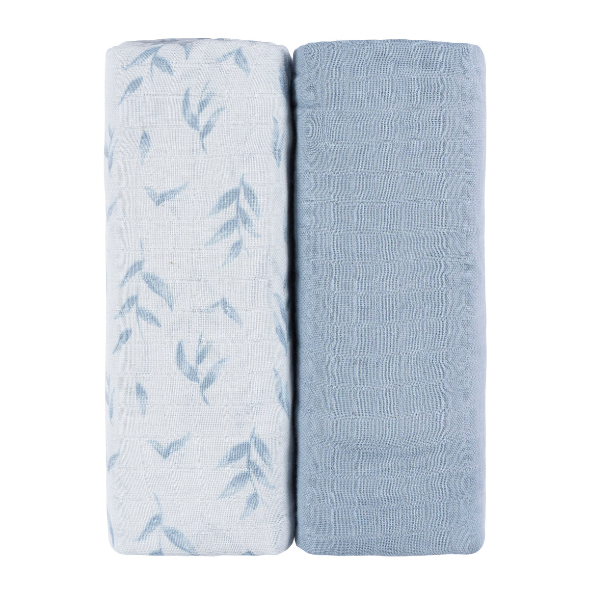 2-Pack Baby Boys Blue Leaf Muslin Swaddle Blanket, view 4