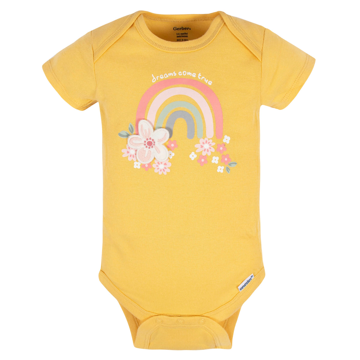 5-Pack Baby Girls Golden Floral Onesies Bodysuits, view 3