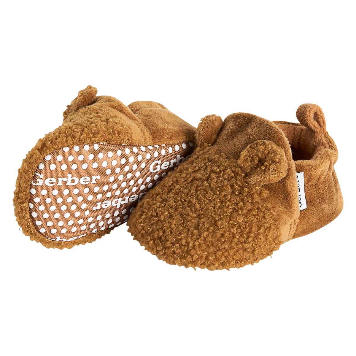 Baby Neutral Brown Sherpa Booties, view 4