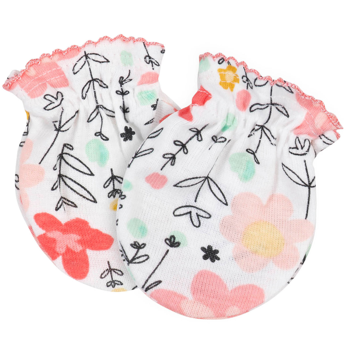 4-Pack Baby Girls Flower Garden No Scratch Mittens, view 3