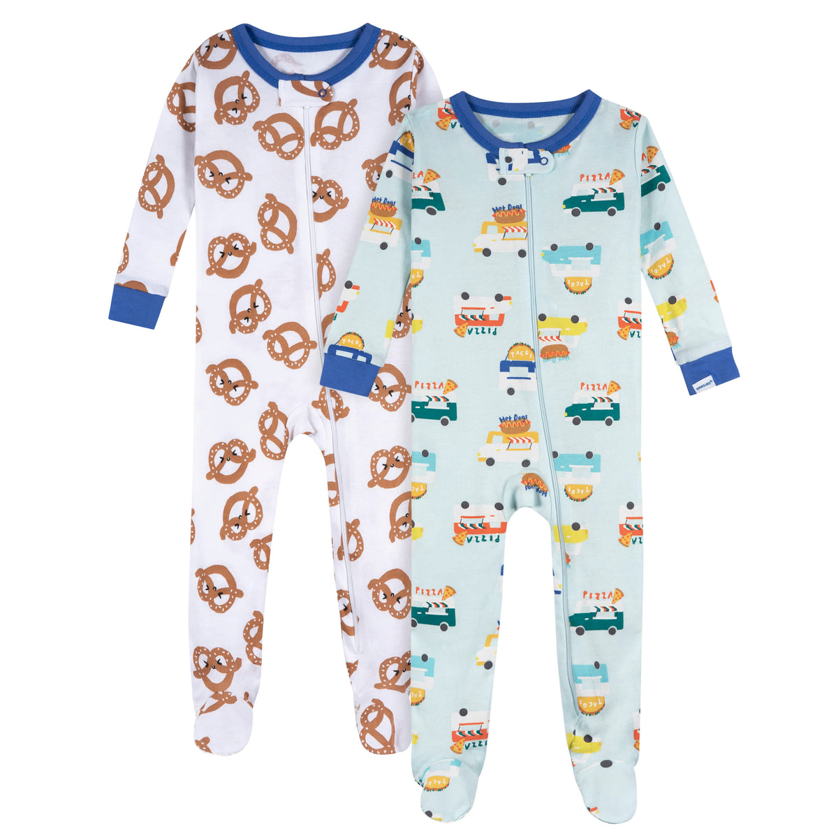 2-Pack Baby Boys Snack Truck Footed Pajamas