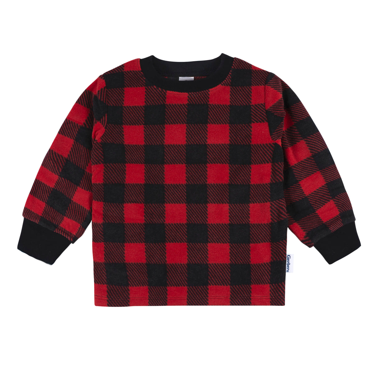 2-Piece Infant & Toddler Boys Red Plaid Fleece Pajamas, view 2