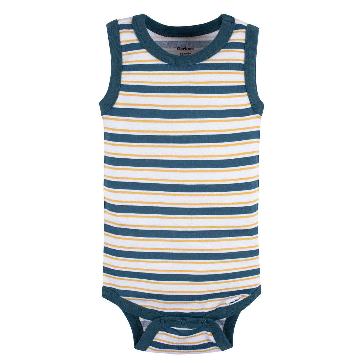 5-Pack Baby Boys Blue Stripe Sleeveless Onesies Bodysuits, view 3