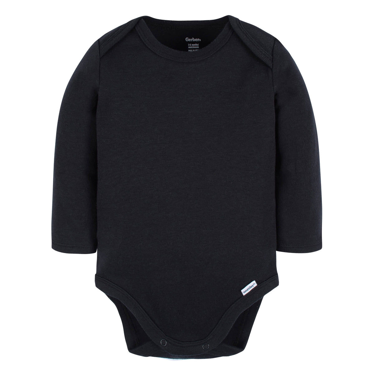 5-Pack Baby Black Premium Long Sleeve Lap Shoulder Onesies Bodysuits, view 2