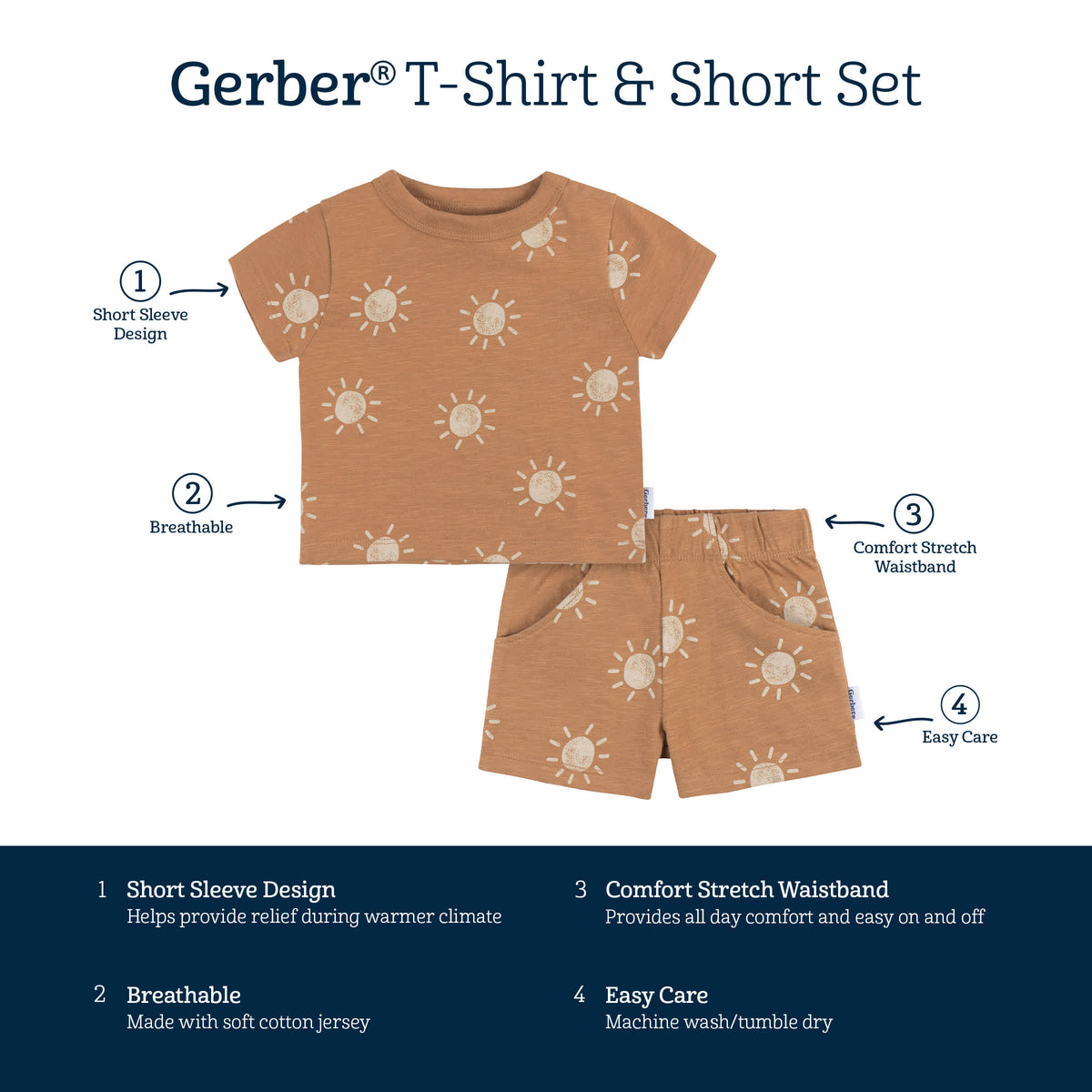 2-Piece Baby Boys Suns T-Shirt and Shorts, view 6
