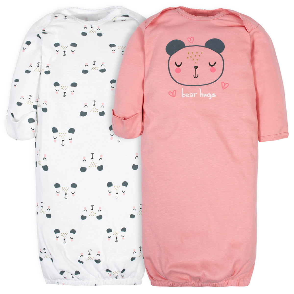 2-Pack Baby Girls Bear Gowns