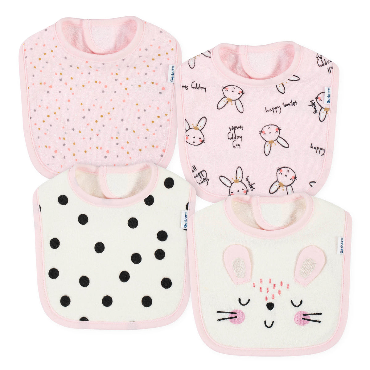 4-Pack Baby Girls Ballerina Dribbler Bibs