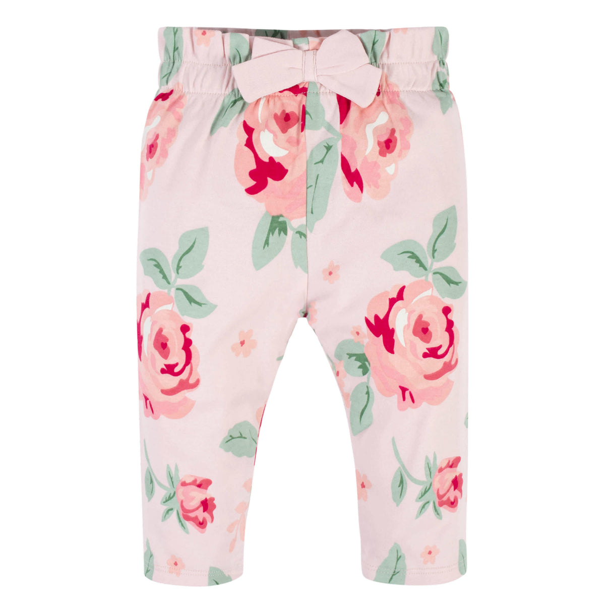 3-Piece Baby Girls Pink Garden Onesies Bodysuit, Pants & Headband Set, view 5