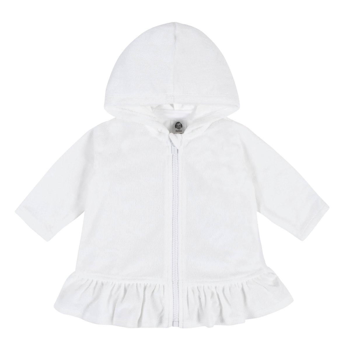Baby & Toddler Girls White Zipper Hoodie Terry Coverup