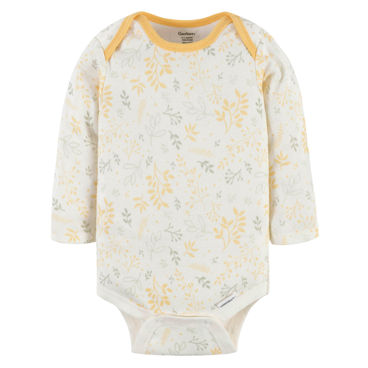 3-Pack Baby Girls Floral Deer Long Sleeve Onesies Bodysuits, view 6