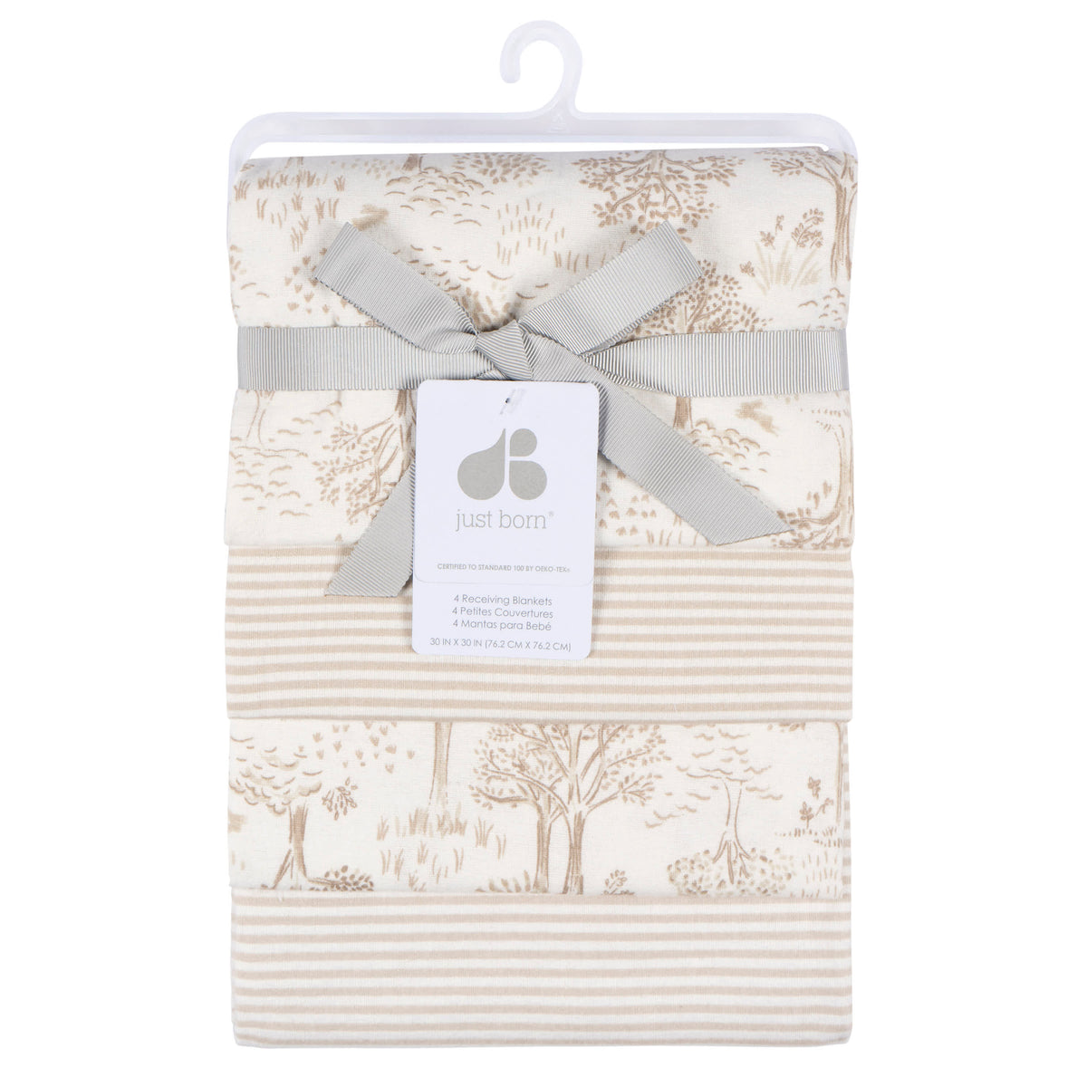 4-Pack Baby Neutral Tan Cotton Flannel Blanket, view 4