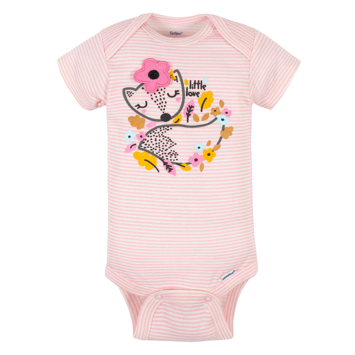 5-Pack Baby Girls Fox Short Sleeve Onesies Bodysuits, view 7