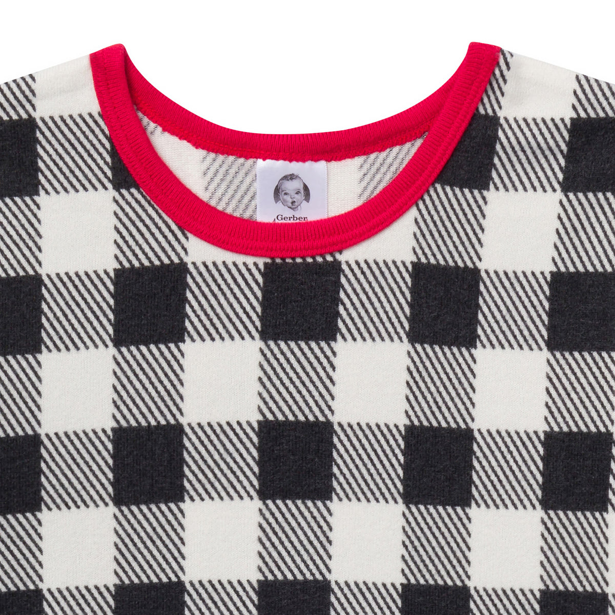 2-Piece Kids Neutral Black/Stewart Plaid Holiday Family Pajamas, view 3