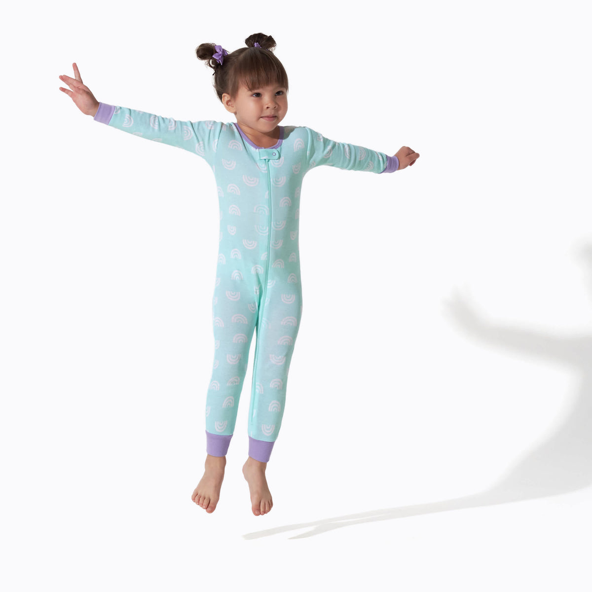 3-Pack Baby & Toddler Girls Rainbow Floral Snug Fit Footless Pajamas, view 2