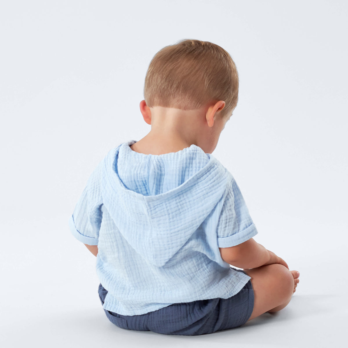 Infant & Toddler Blue Gauze Hoodie, view 4