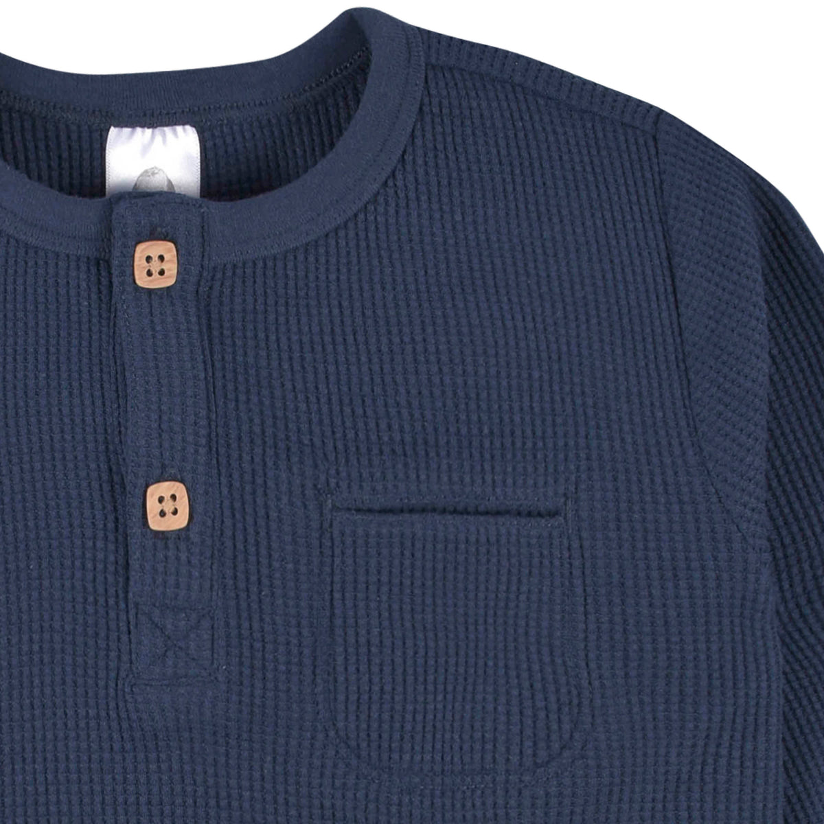 2-Pack Infant & Toddler Boys Dusty Blue & Navy Waffle Knit Henleys, view 6
