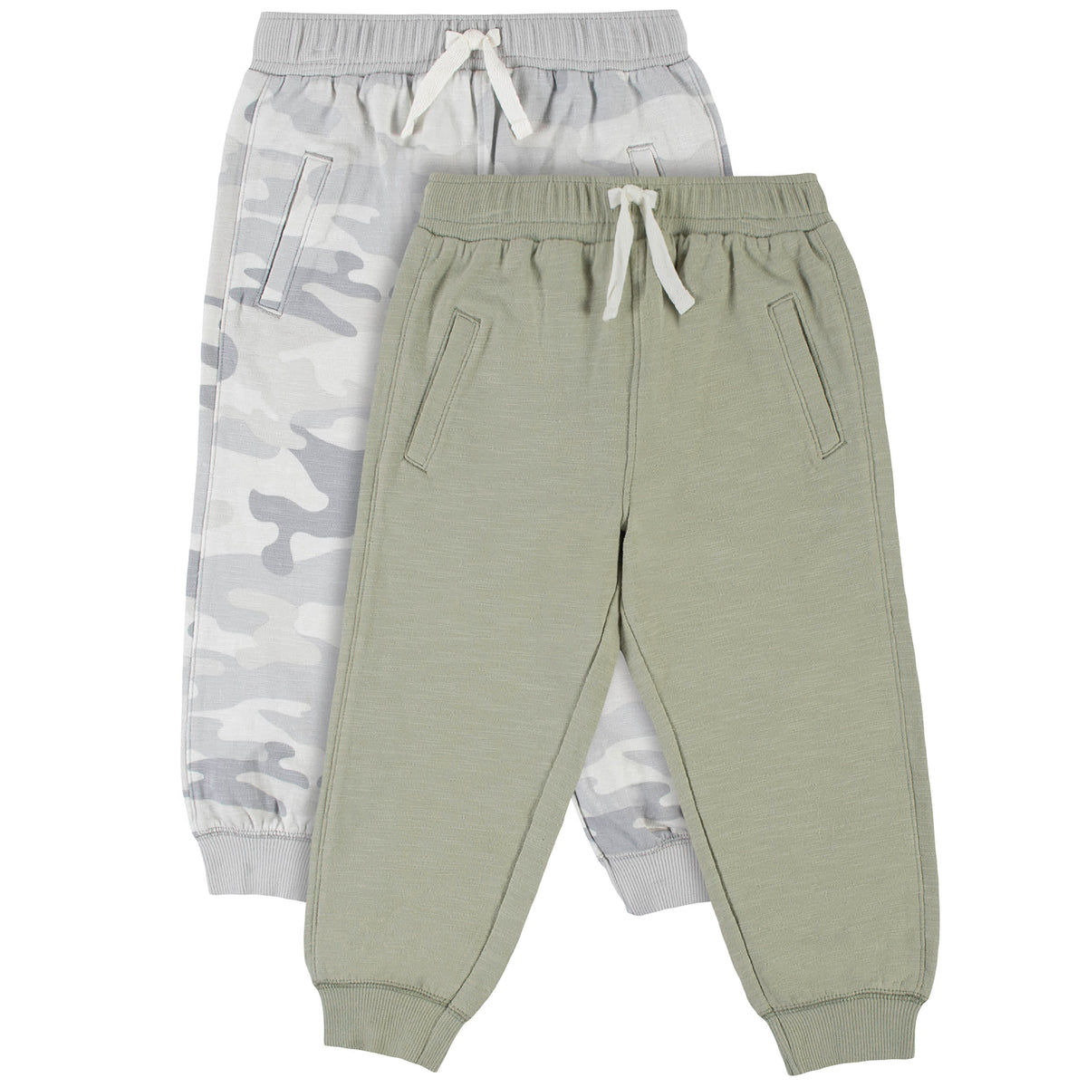 Modern Moments by Gerber 2-Pack Infant & Toddler Boys Camo & Seagrass Pocketed Joggers