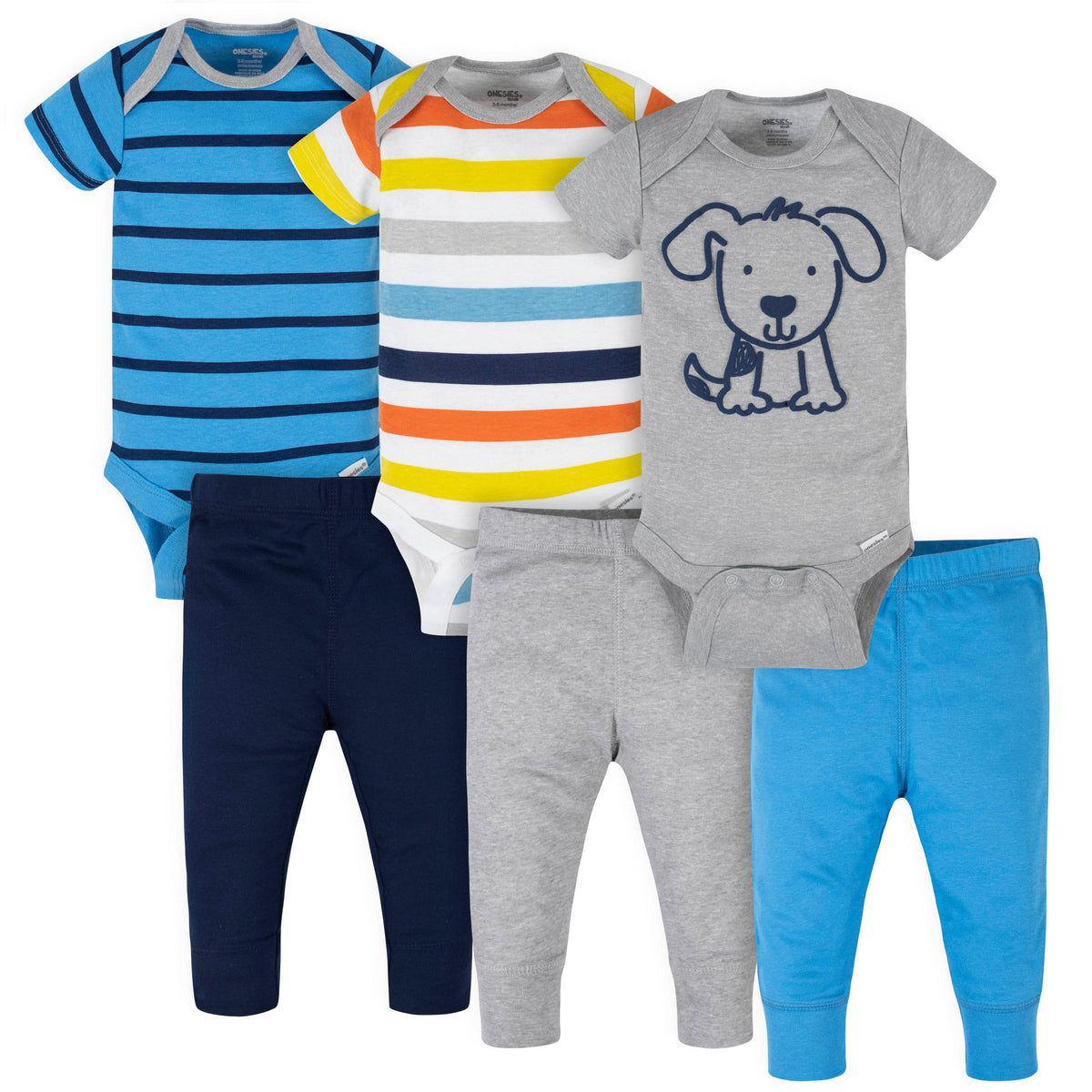 6-Piece Baby Boys Dog Onesies Bodysuits & Pants Set