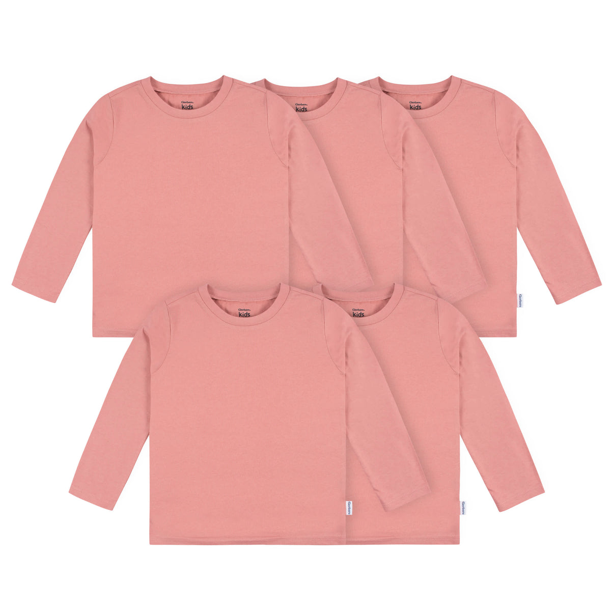 5-Pack Baby & Toddler Mauve Pink Premium Long Sleeve T-Shirts