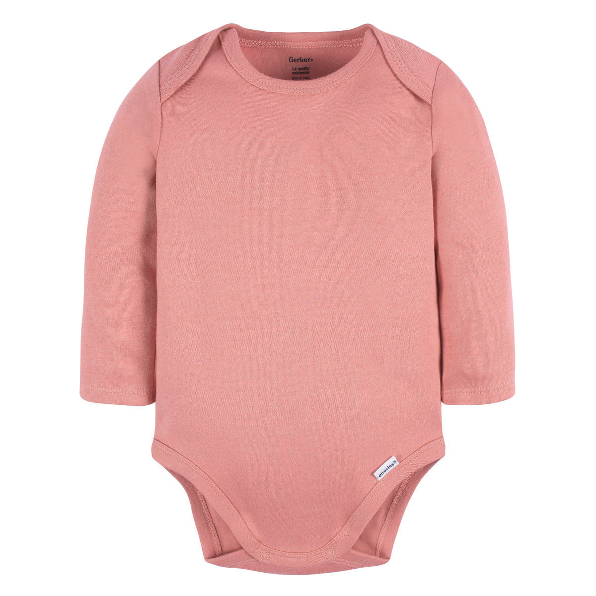 5-Pack Baby Neutral Mauve Pink Premium Long Sleeve Lap Shoulder Onesies Bodysuits, view 2