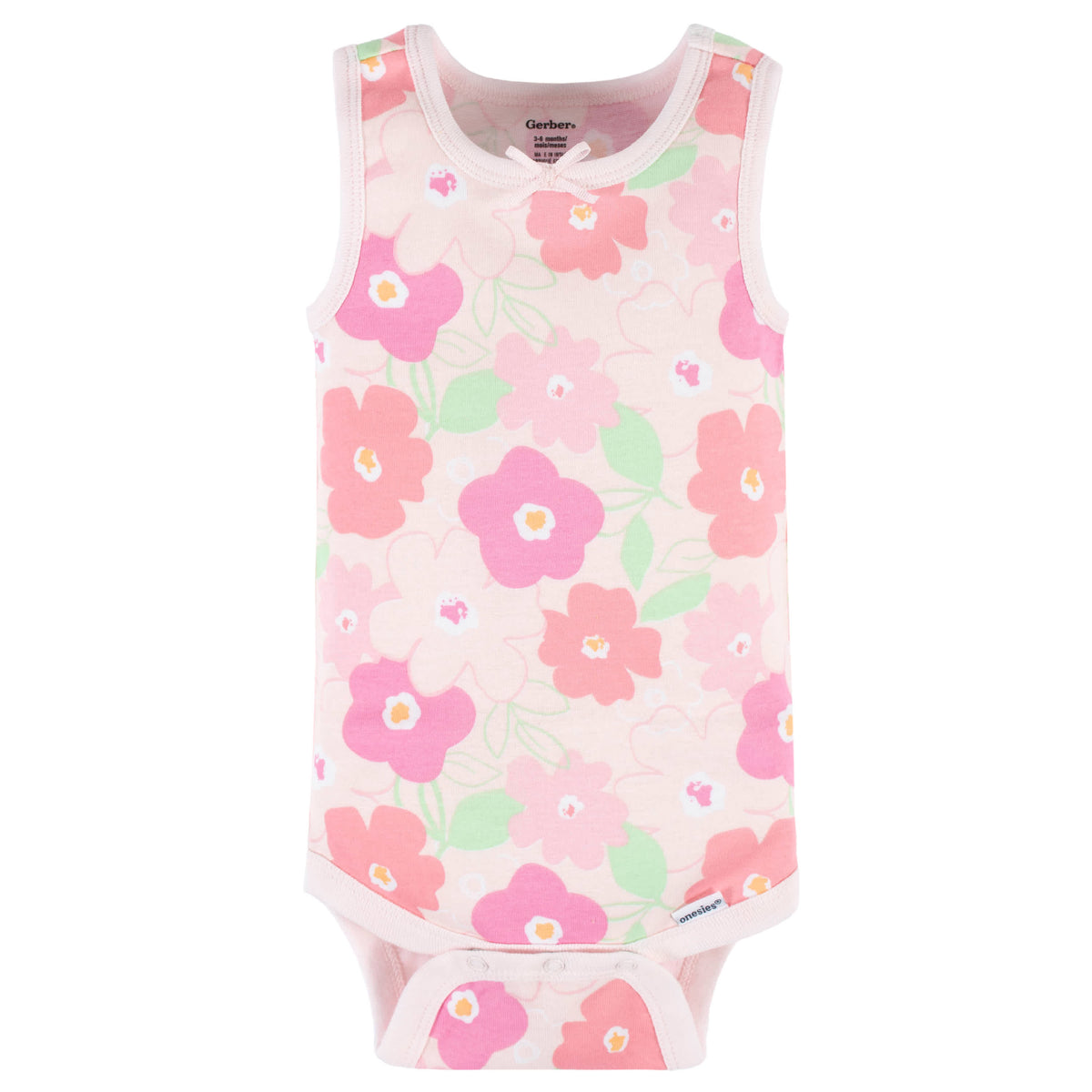4-Pack Baby Girls Summer Blossom Tank Onesies Bodysuits, view 4