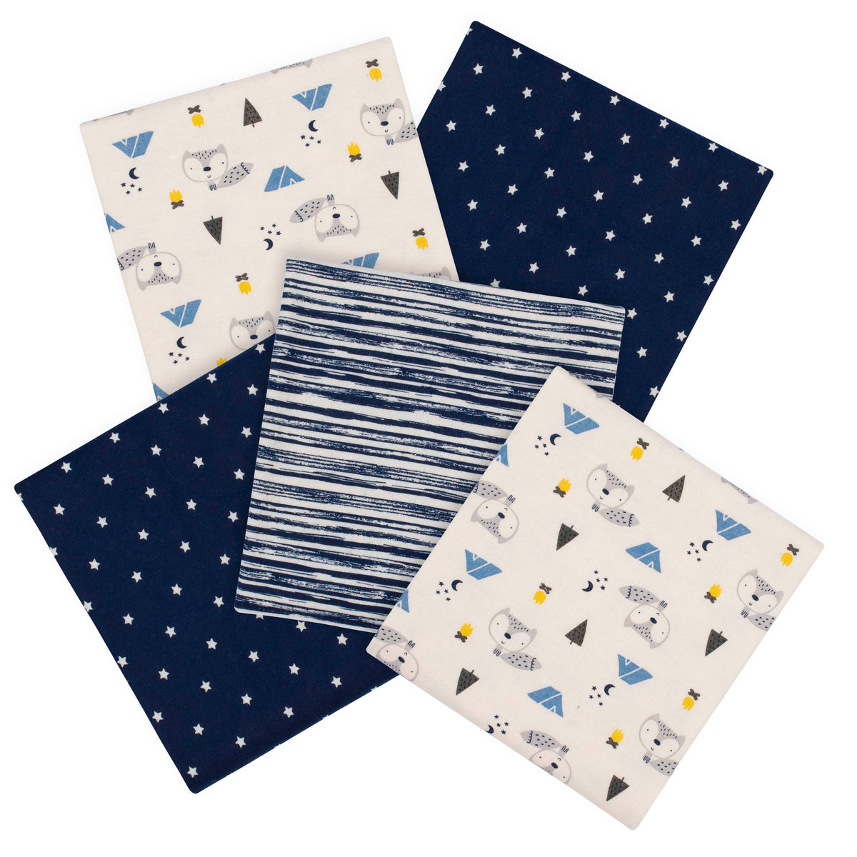 5-Pack Boys Fox Flannel Blankets