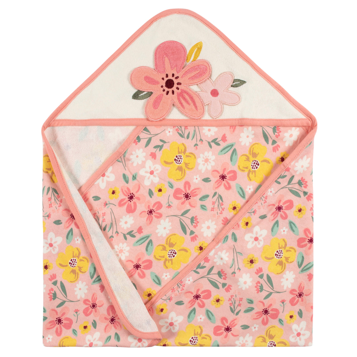 4-Pack Baby Girls Kitty Floral Hooded Towel and Washcloths, view 5