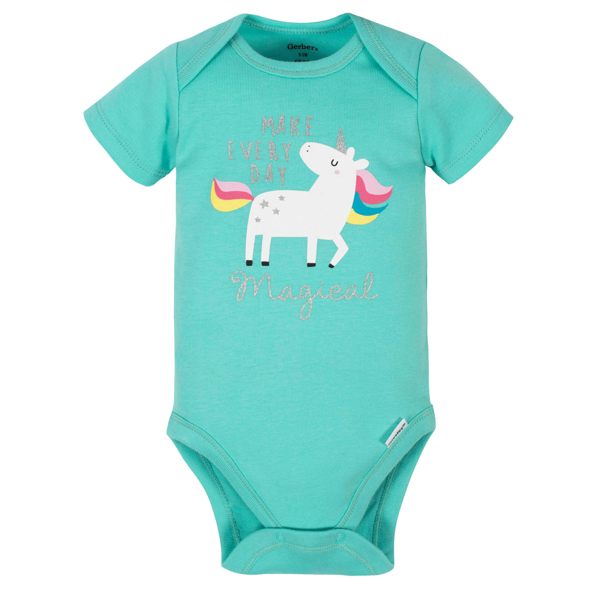 3-Piece Baby Girls Unicorn Bodysuit, Pant, and Cap Set, view 2