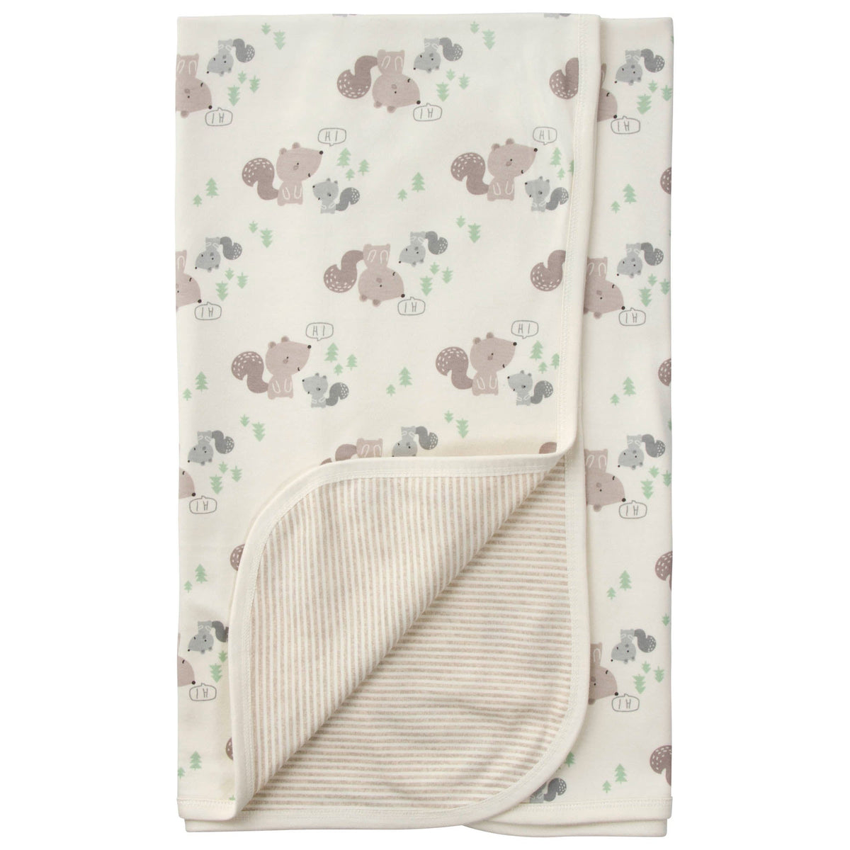 Organic Baby Boys Squirrels Reversible Blanket