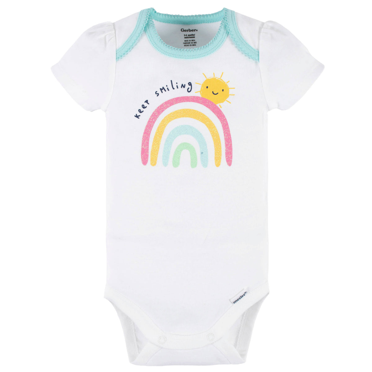 4-Piece Baby Girls Dots Of Rainbows Onesies Bodysuit, Tee, Skort & Pant Set, view 4