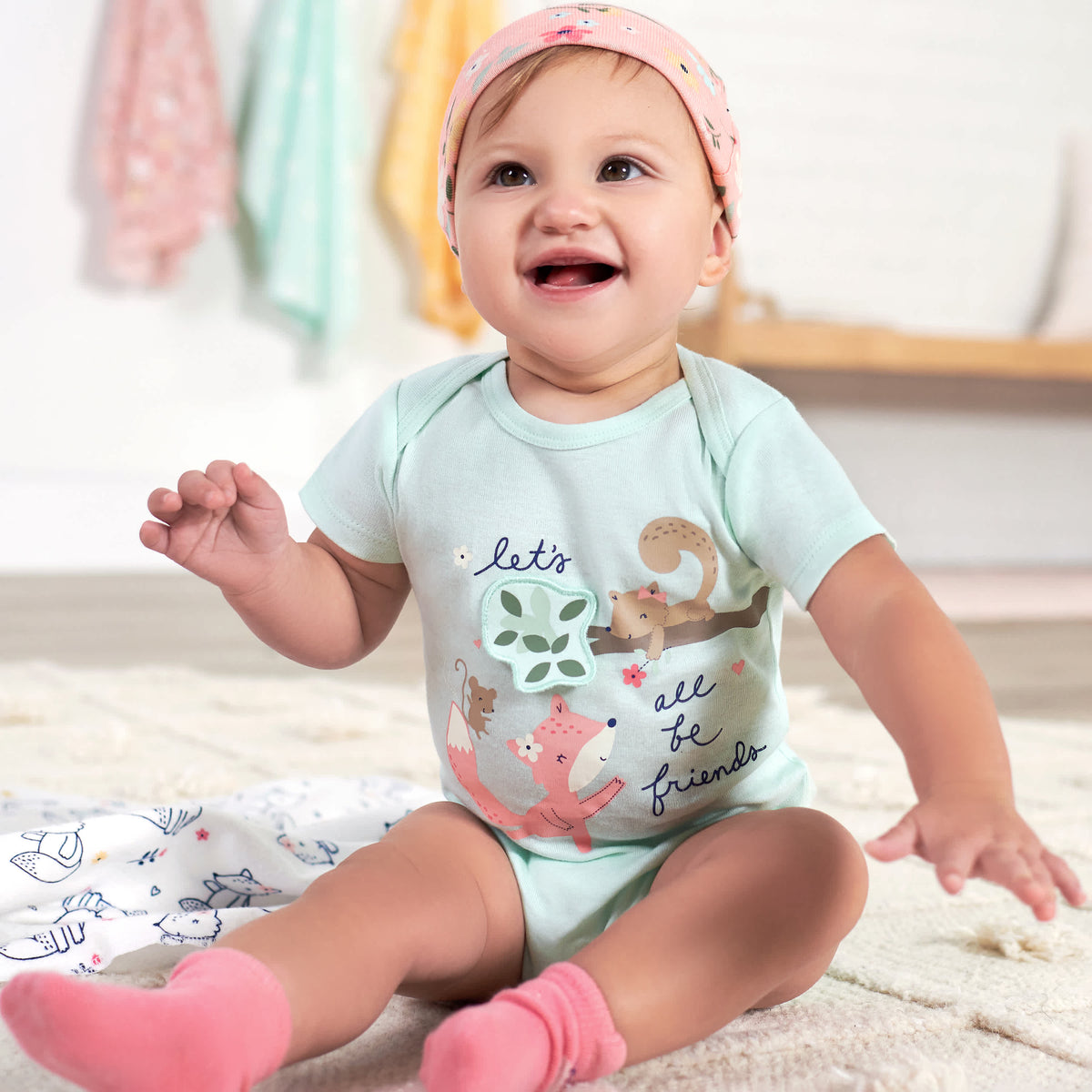 4-Pack Baby Girls Fox Caps, view 3