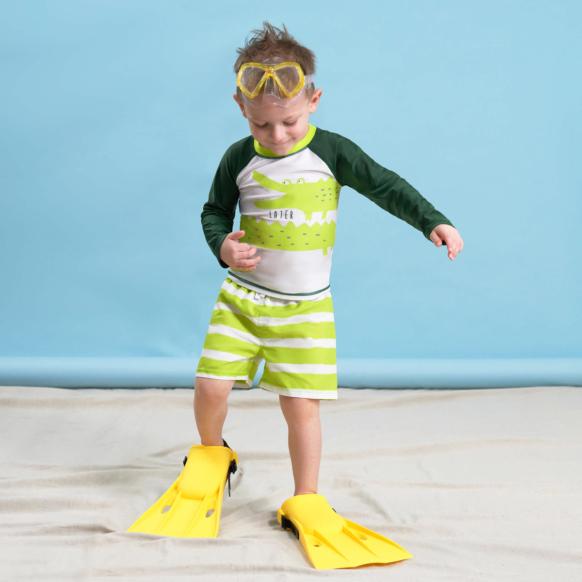 2-Piece Baby & Toddler Boys Later Gator Rash Guard & Swim Trunks Set, view 3