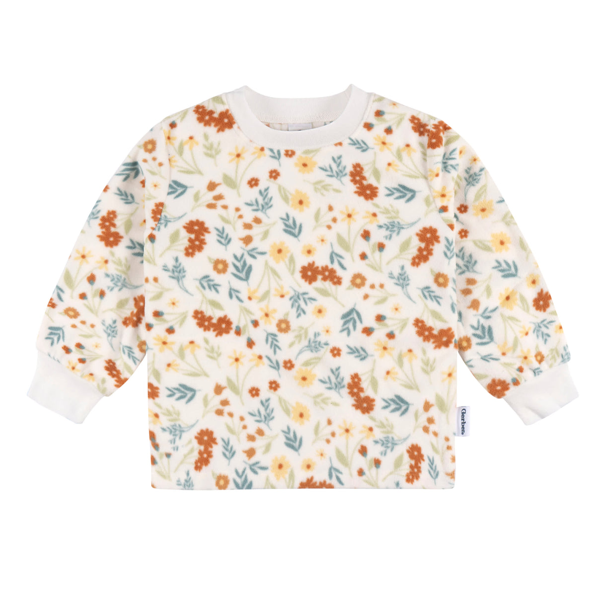 2-Piece Infant & Toddler Girls Ivory Floral Fleece Pajamas, view 4