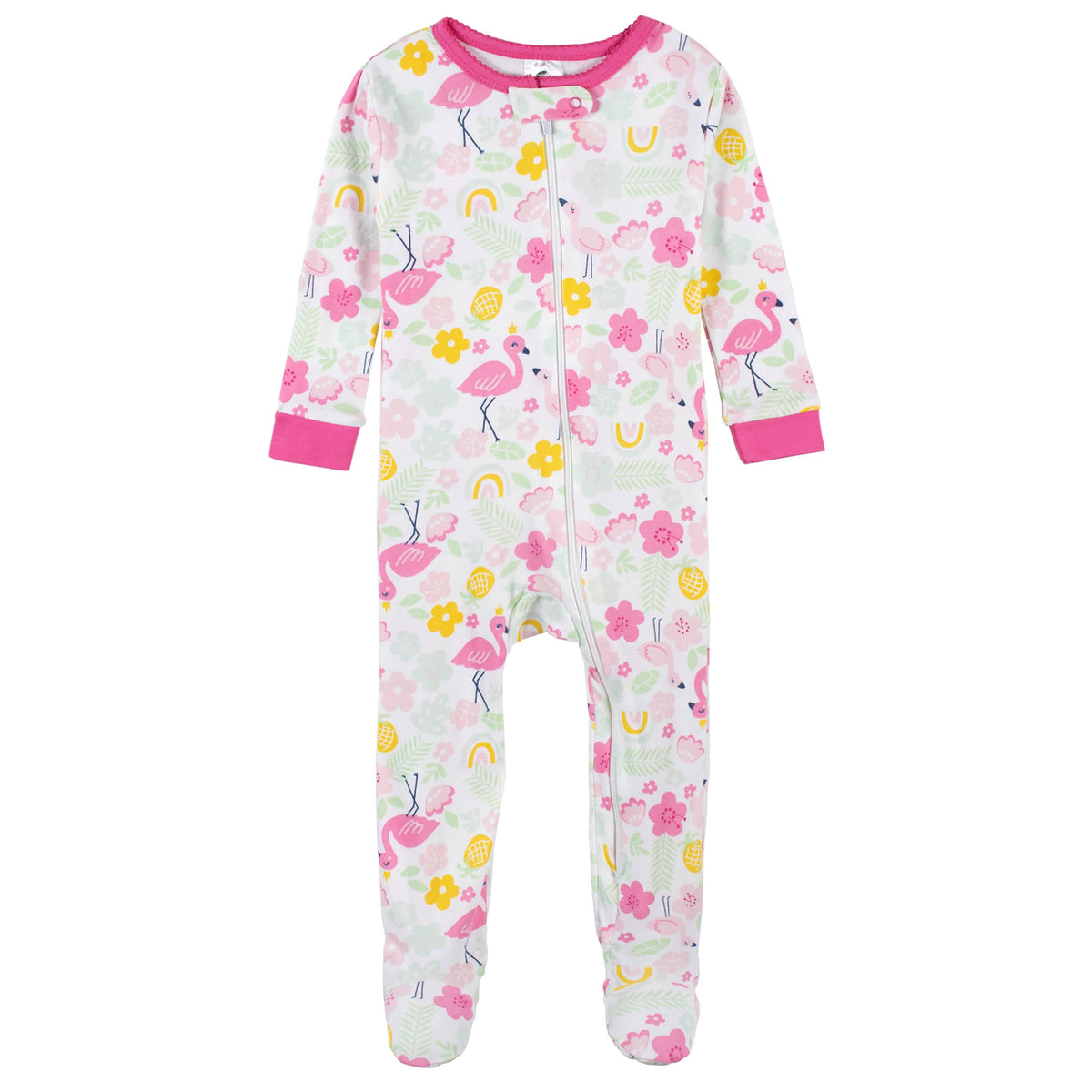 2-Pack Baby & Toddler Girls Summer Blossom Snug Fit Footed Cotton Pajamas, view 4