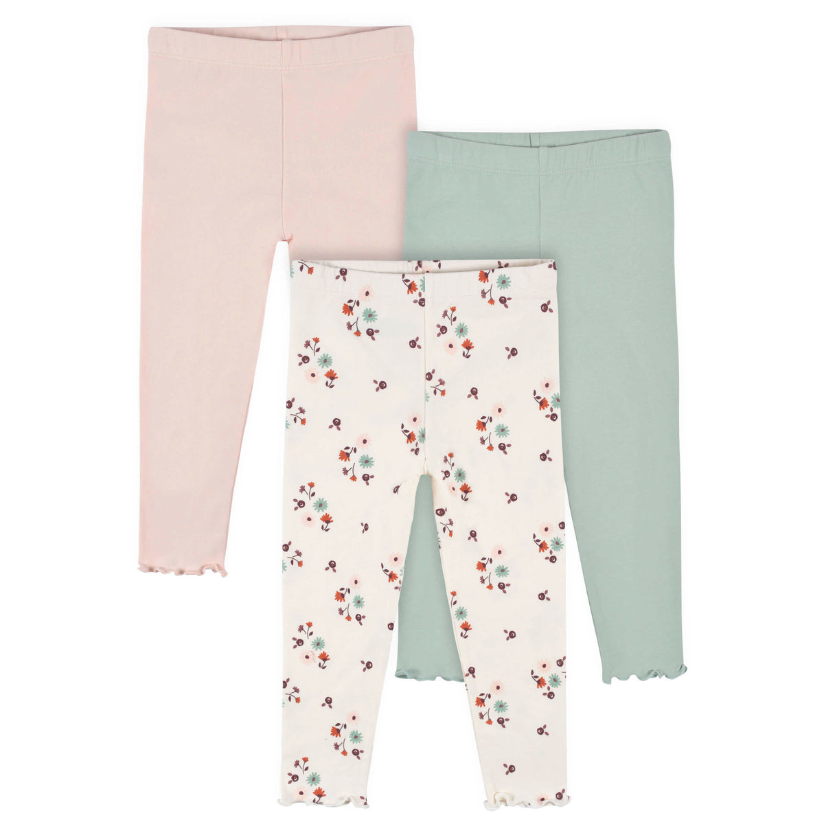 3-Pack Infant & Toddler Girls Mint Floral Leggings