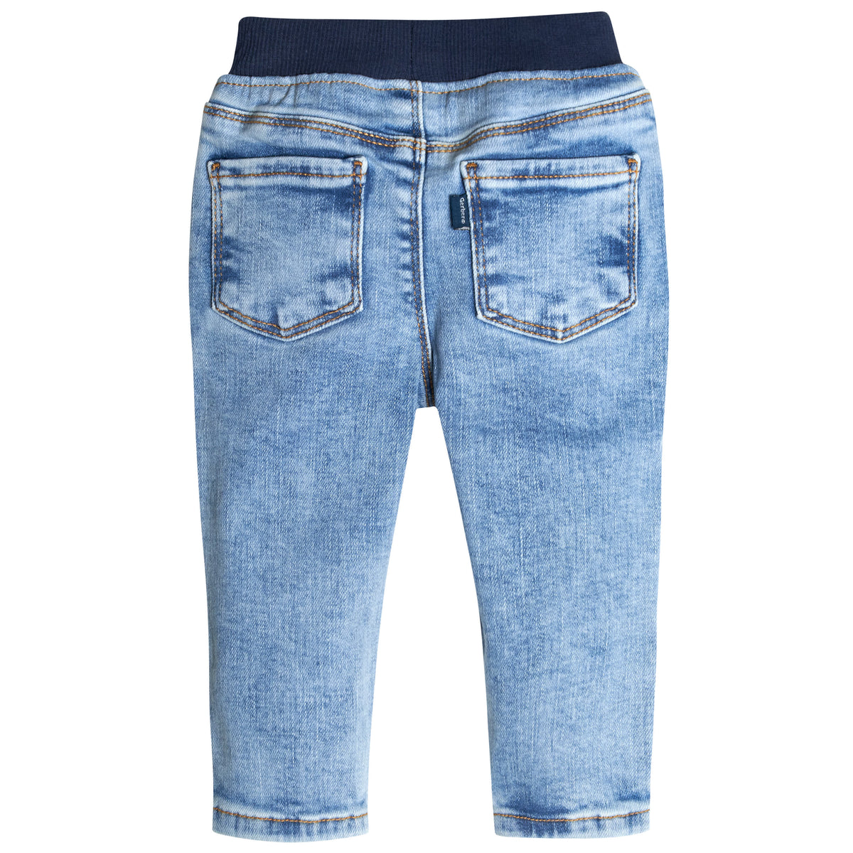Baby Neutral Light Blue Rib Waist Skinny Jeans, view 6