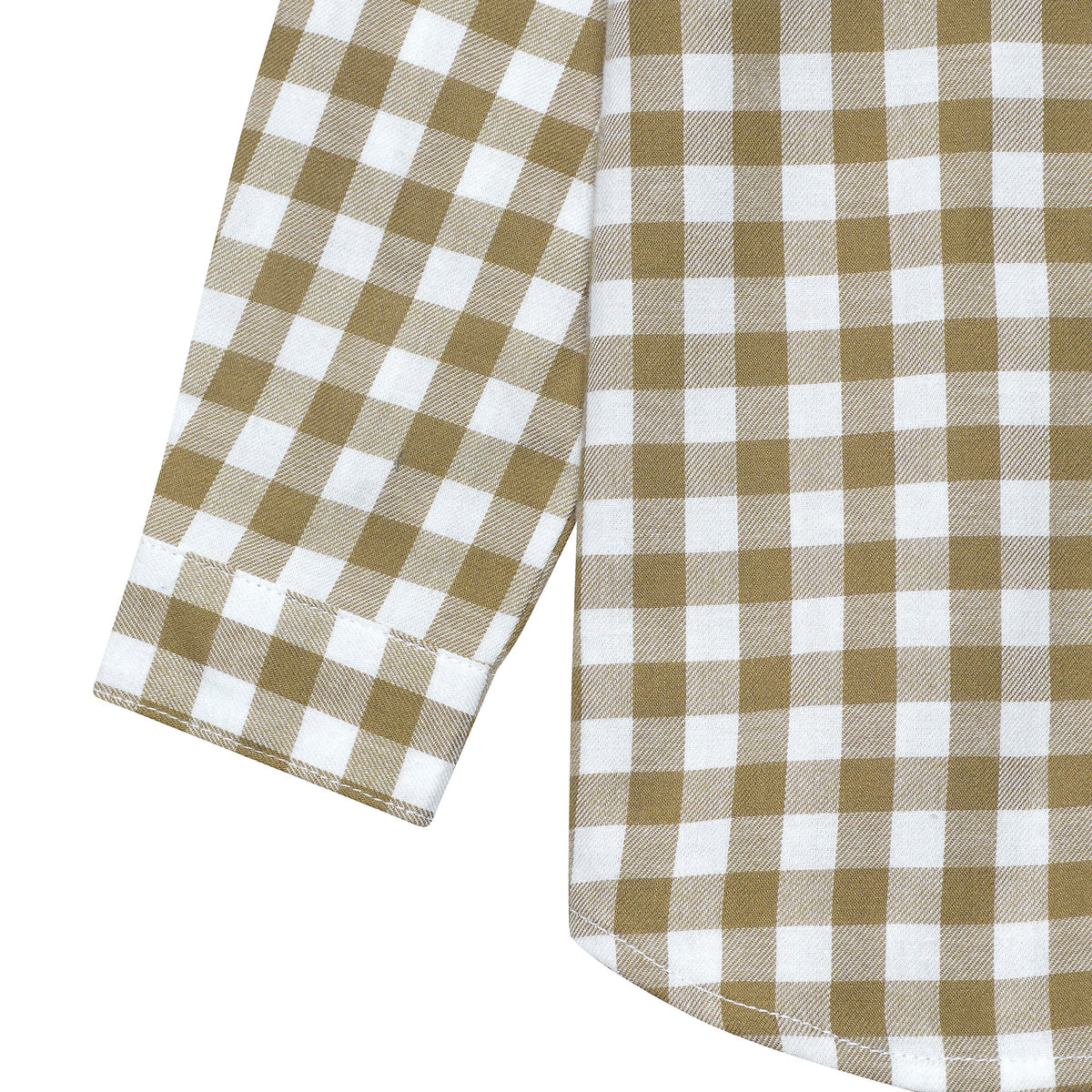Infant & Toddler Boys Tan Plaid Woven Plaid Shirt, view 3