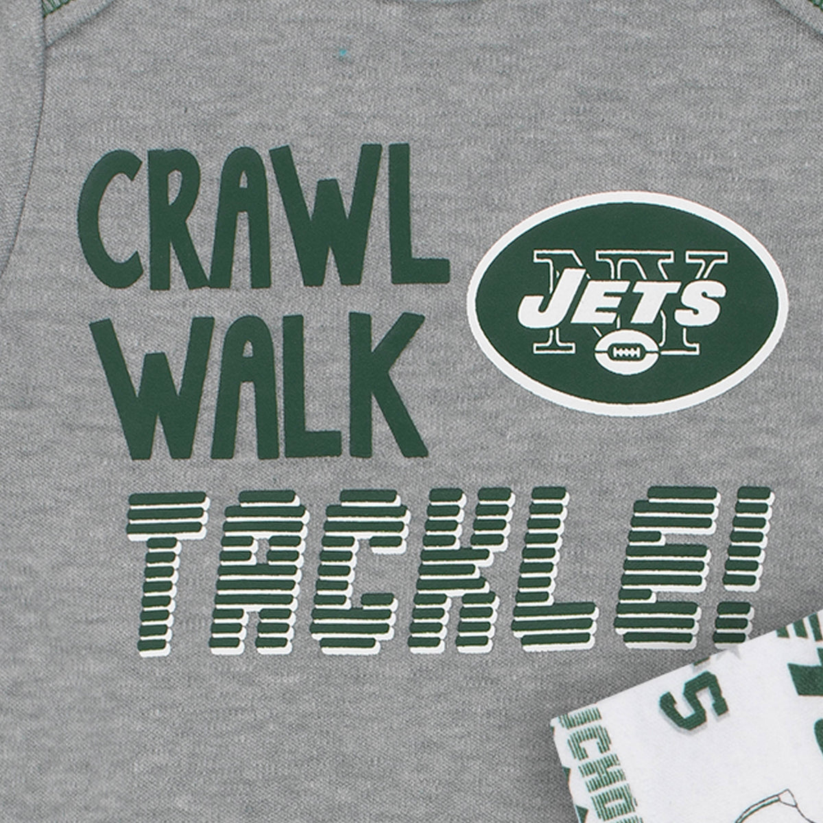 3-Pack New York Jets Short Sleeve Bodysuits, view 2