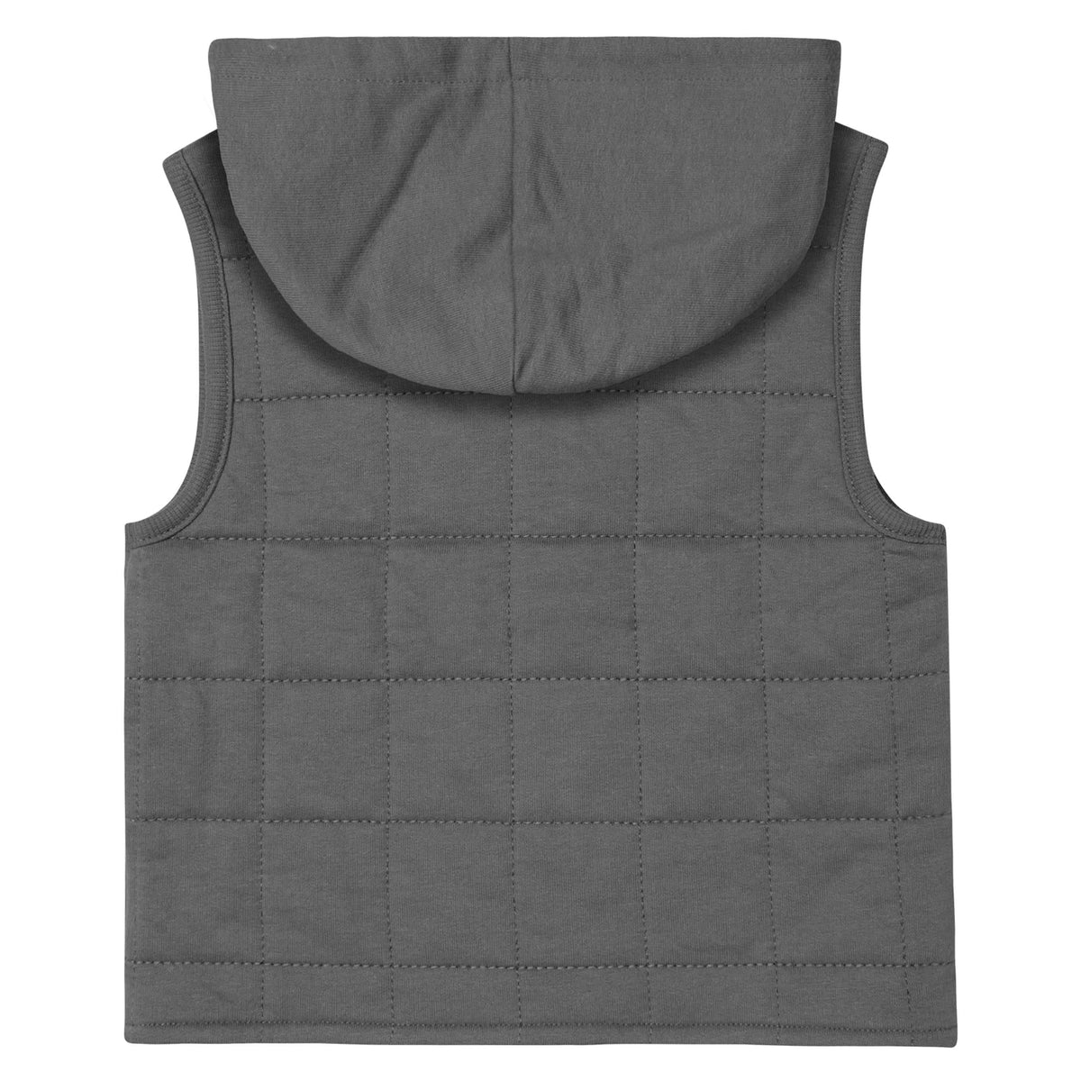 Modern Moments by Gerber Infant & Toddler Boys Gray Quilted Hooded Vest, view 6